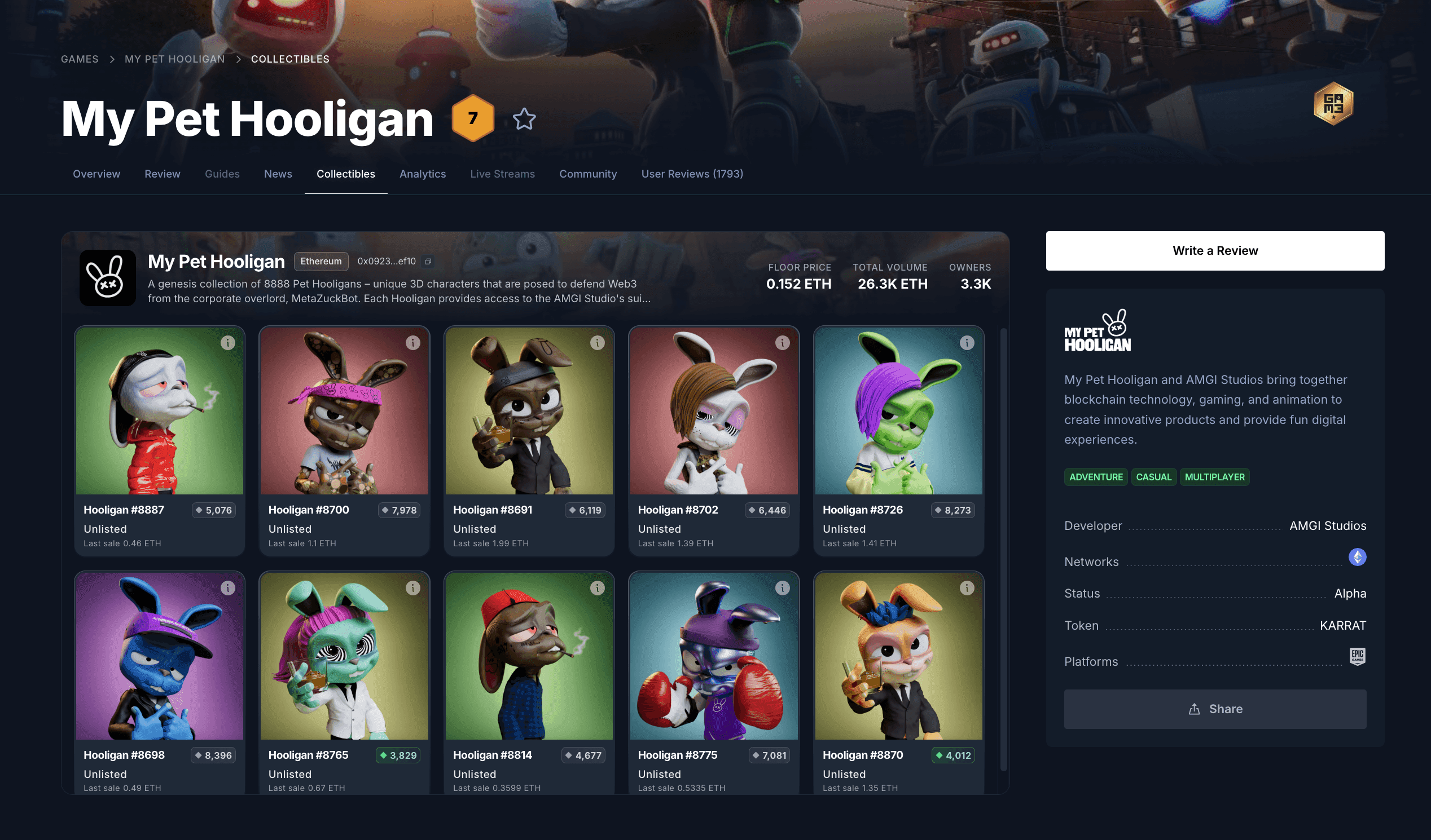 OpenSea Gaming NFT Collections Live on G3