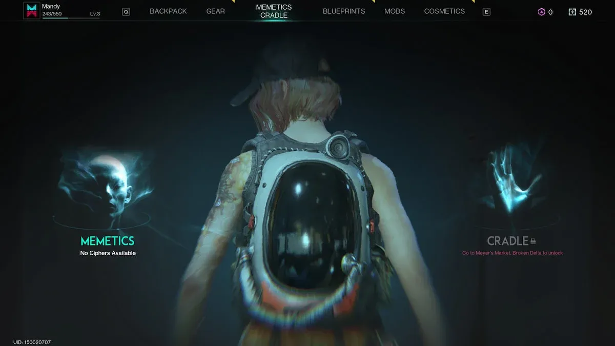 Memetics Cradle overview screen