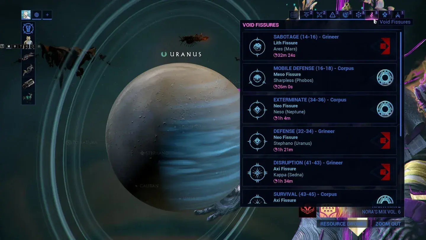 Void Fissure mission select