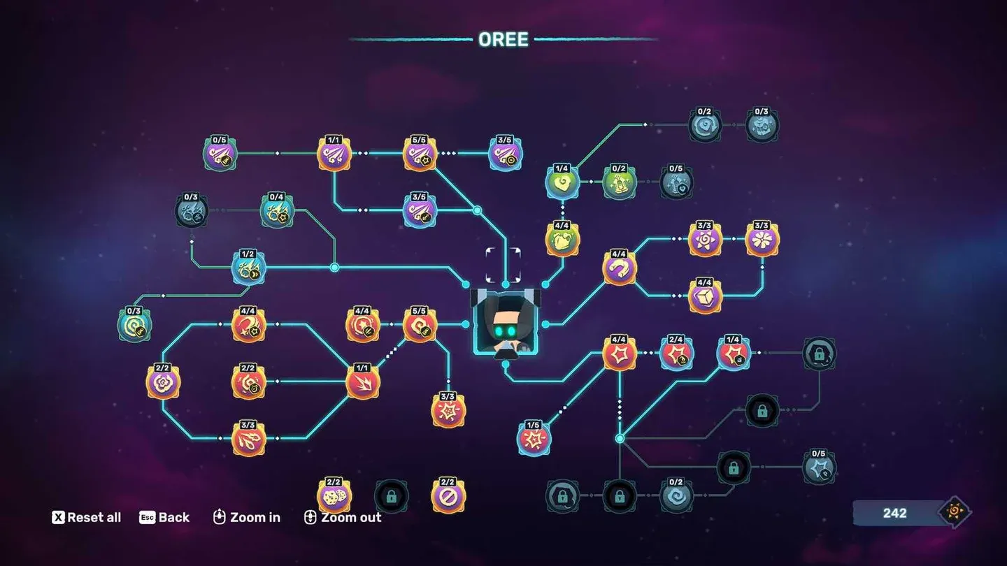 Oree's branching skill tree