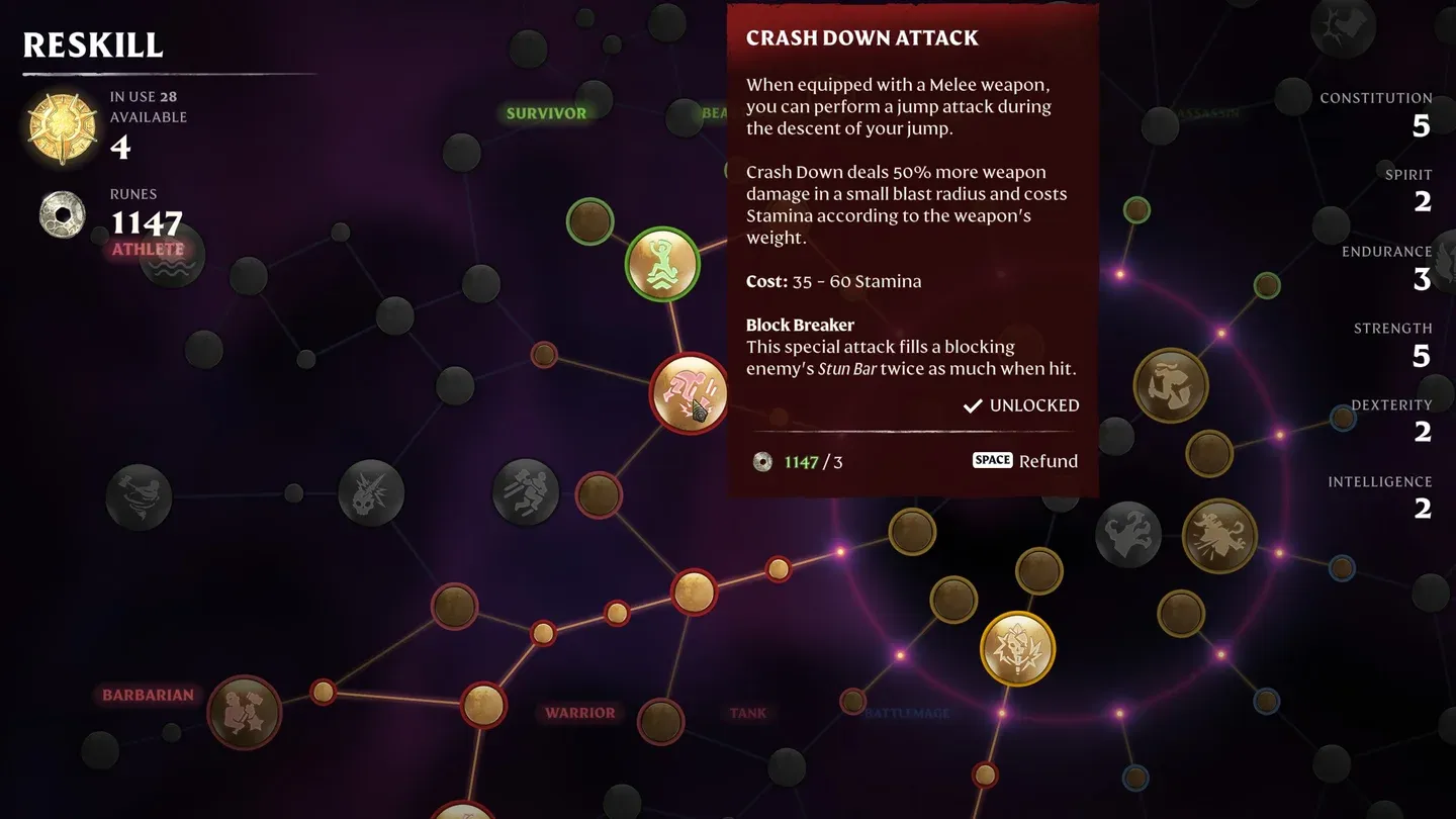 Crash Down Attack skill node