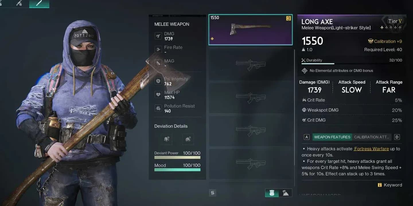 Weapon mod setup for DPS build