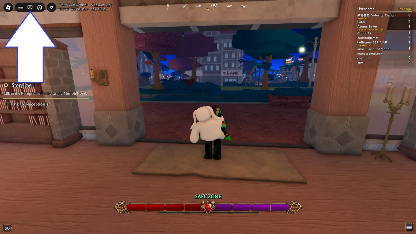 Chat button location in-game