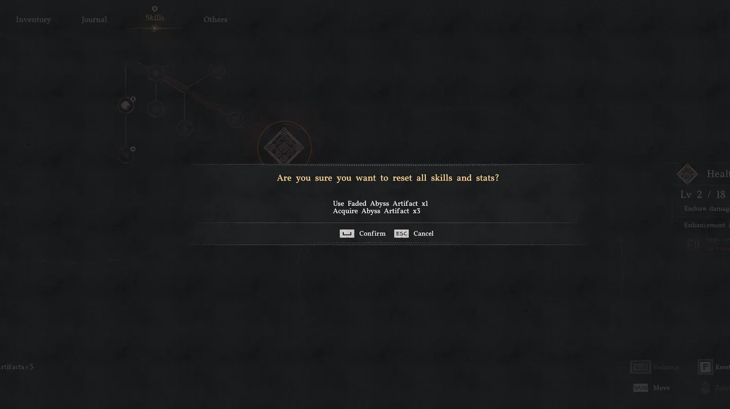 Reset skill tree from Skills Menu