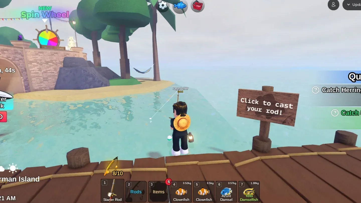 Equip your rod at the pier