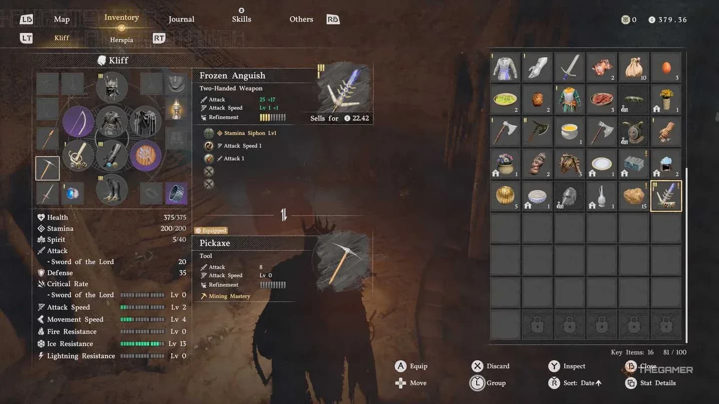 Frozen Anguish Abyss Gear stats