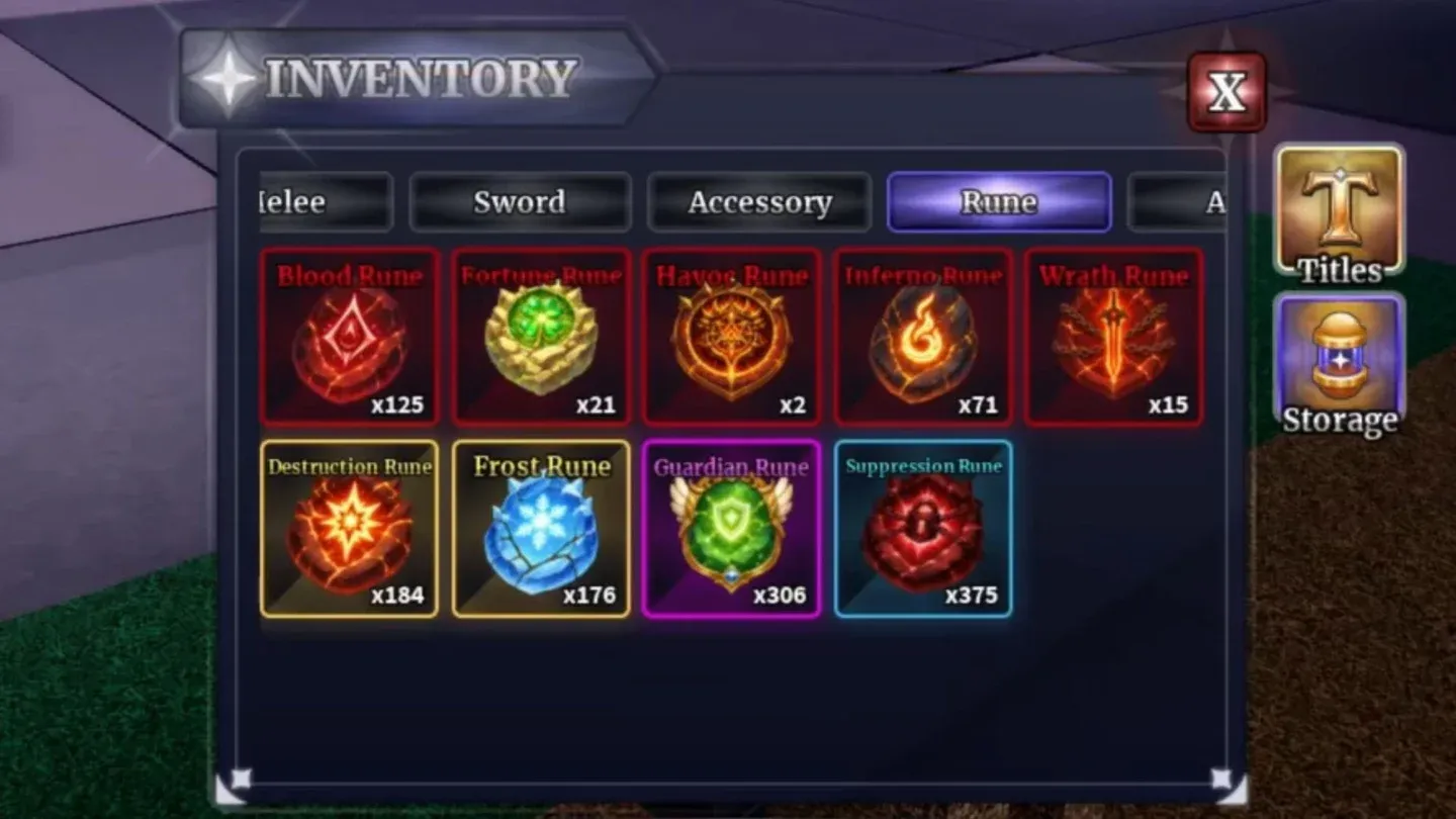 Rune tab in inventory