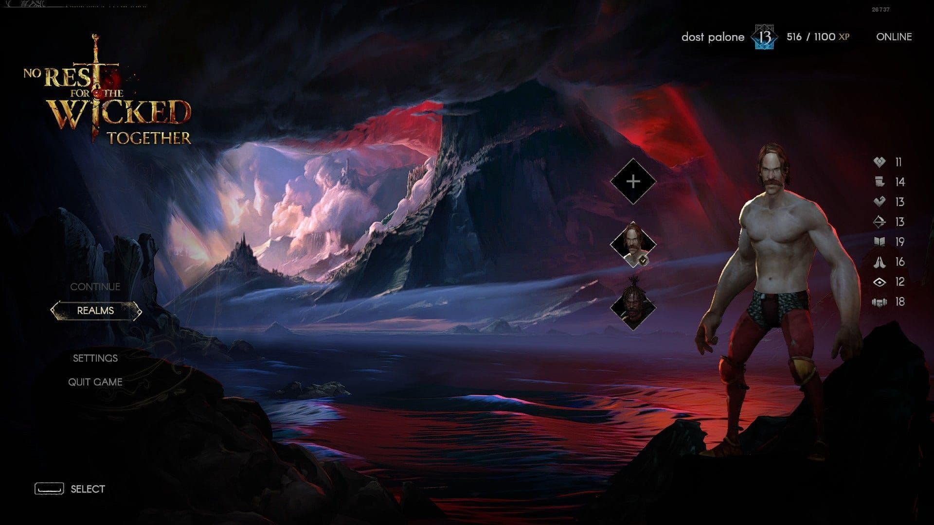 Realm creation menu interface