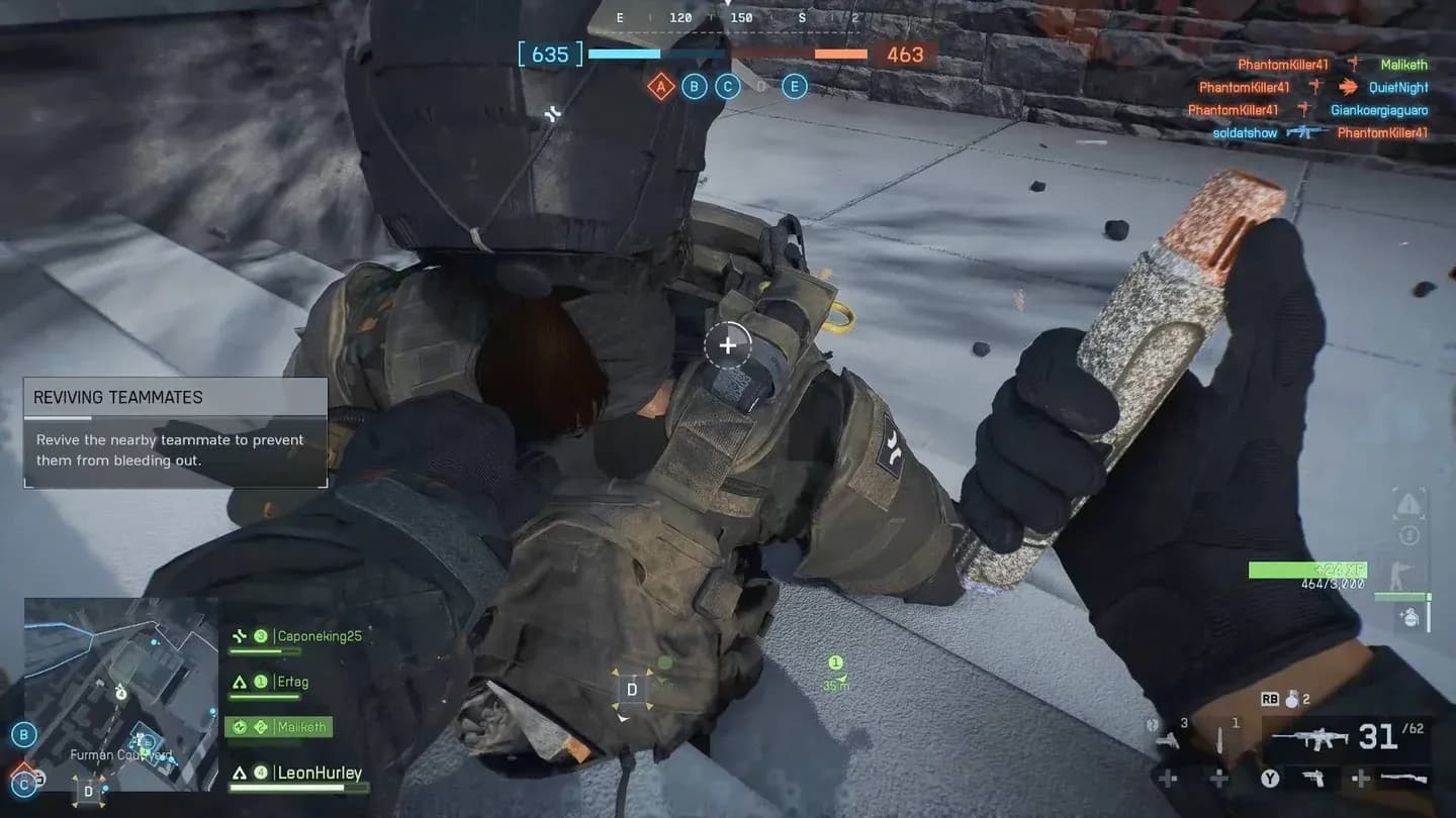 Squad revive in action