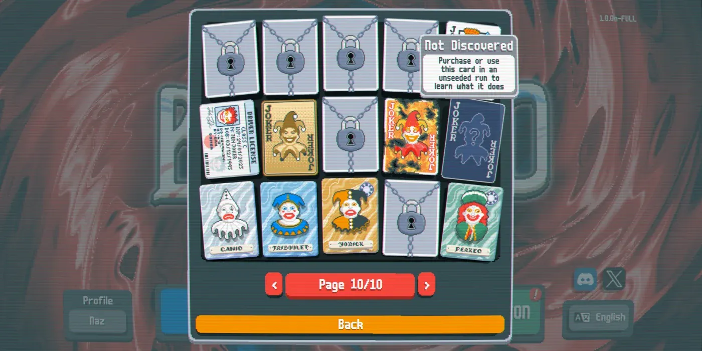 Joker shop selection screen