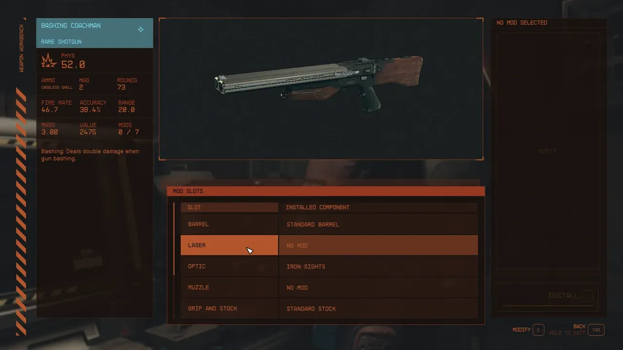 Weapon mod crafting bench