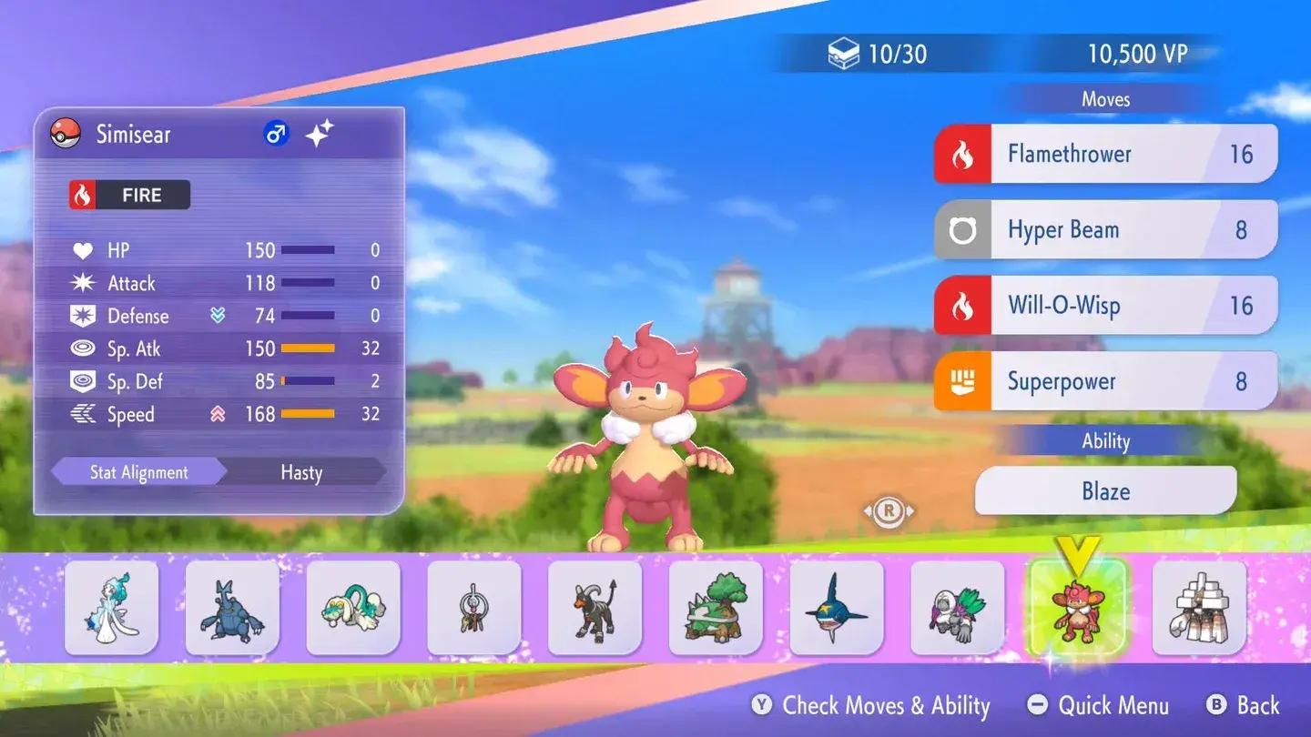 Tela de seleção de formação de starter