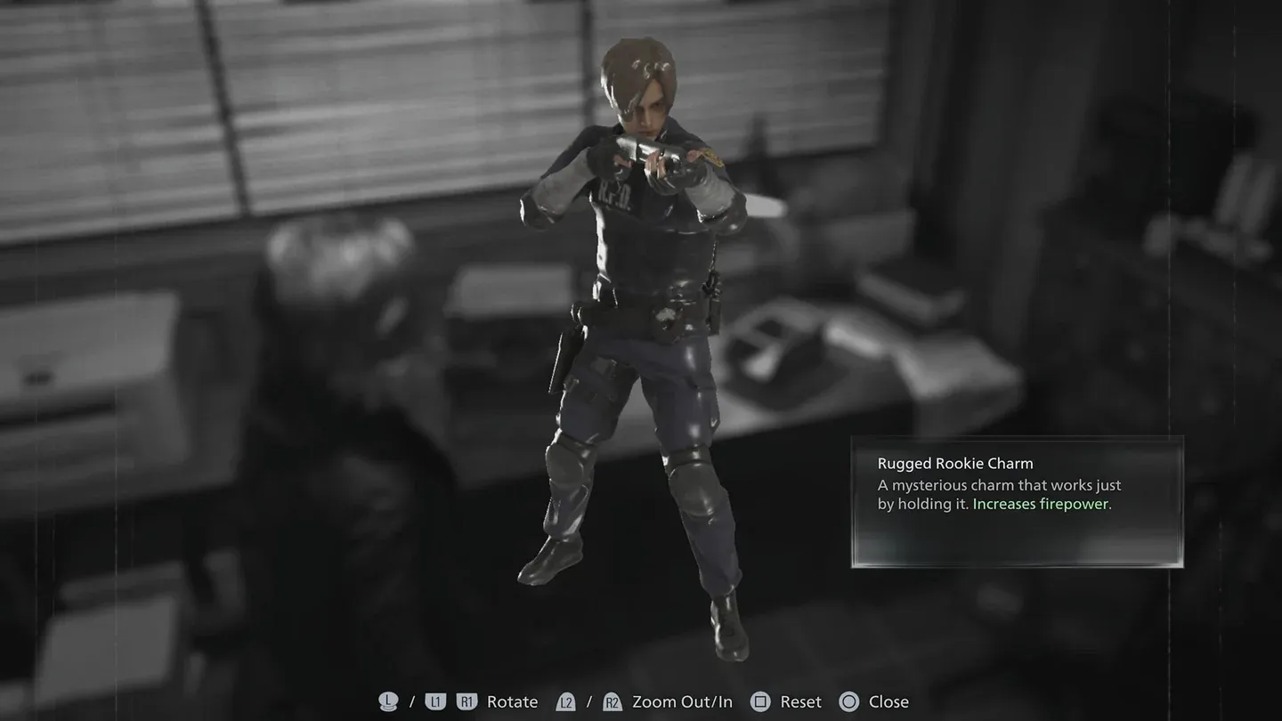 Leon's weapon inventory screen