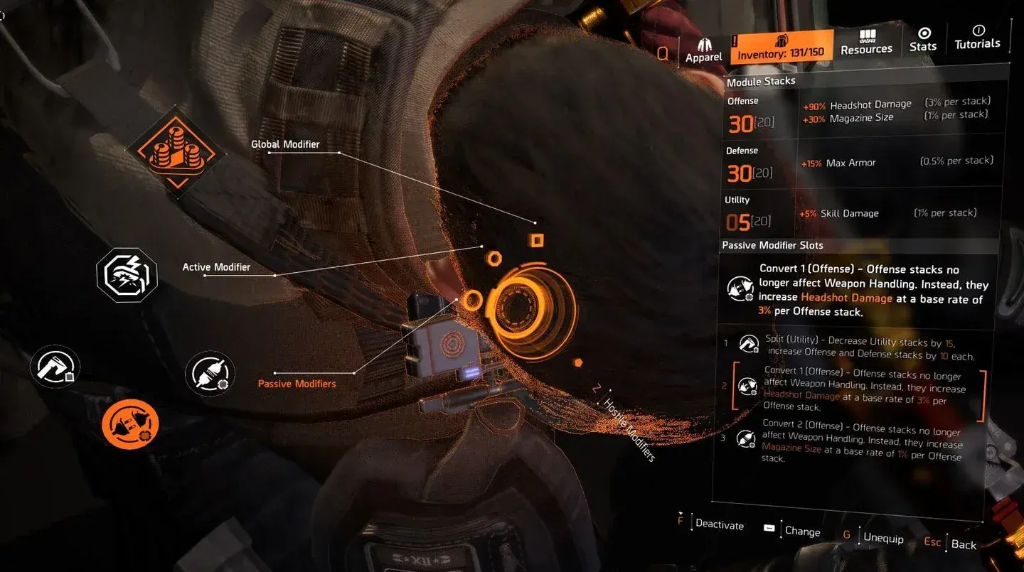 Offense module modifier values