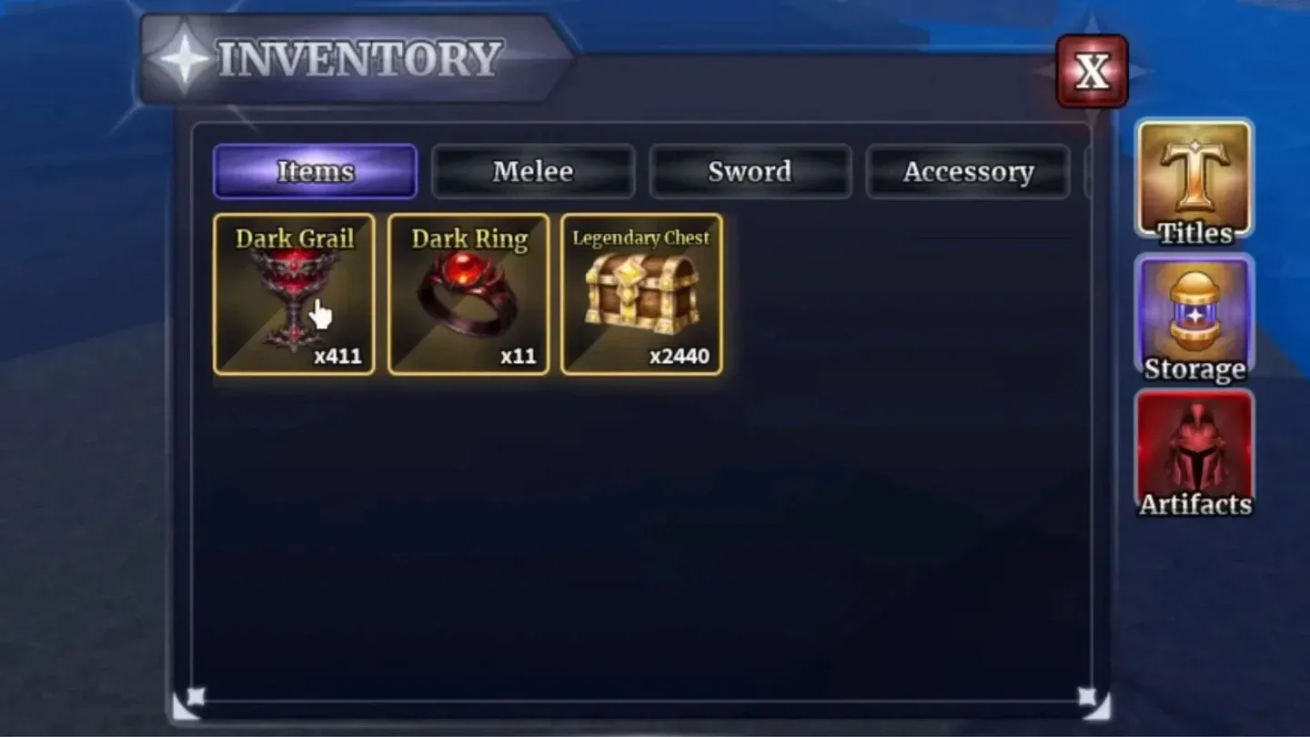 Dark Grail in your inventory