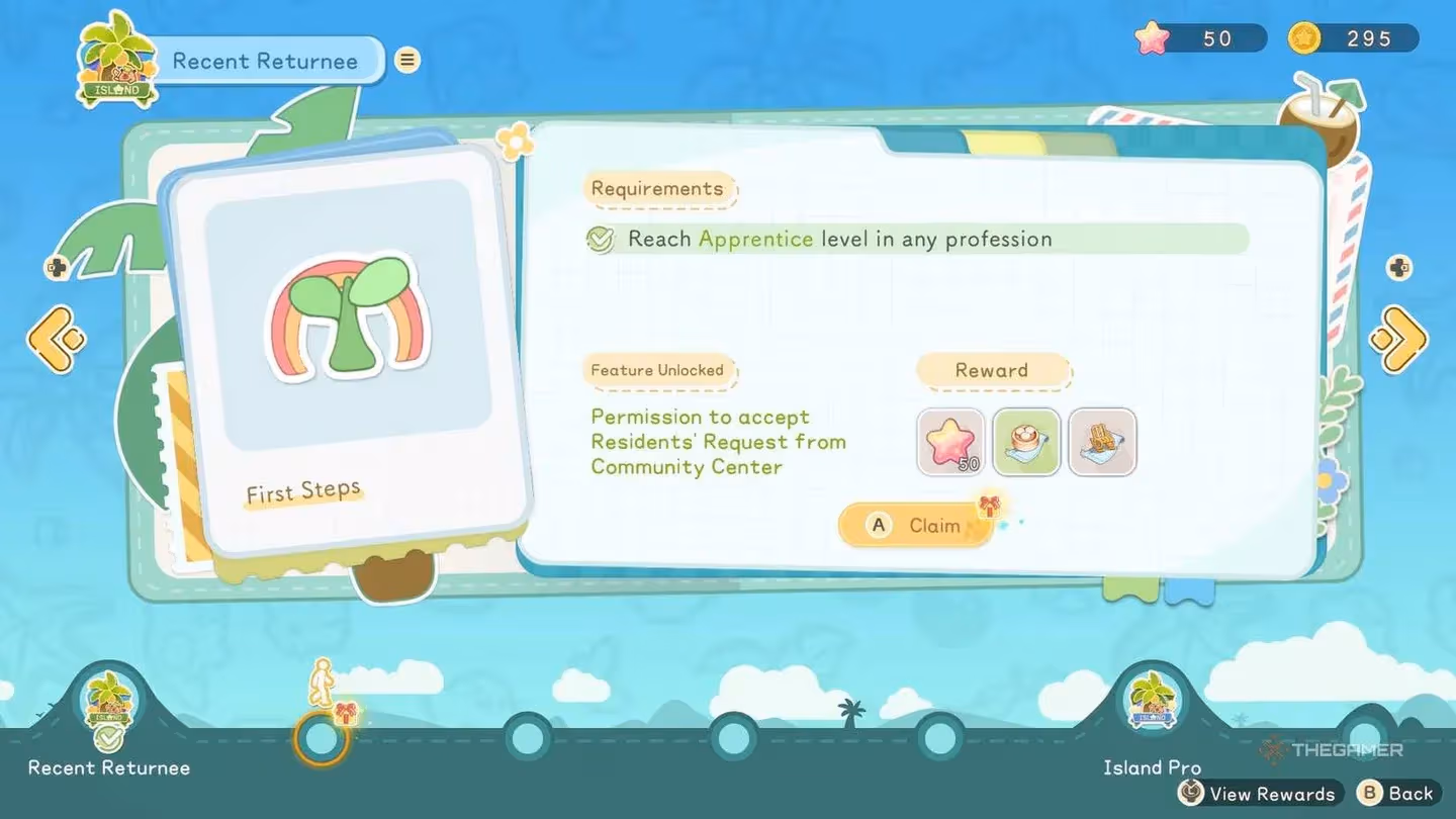 Profession selection screen