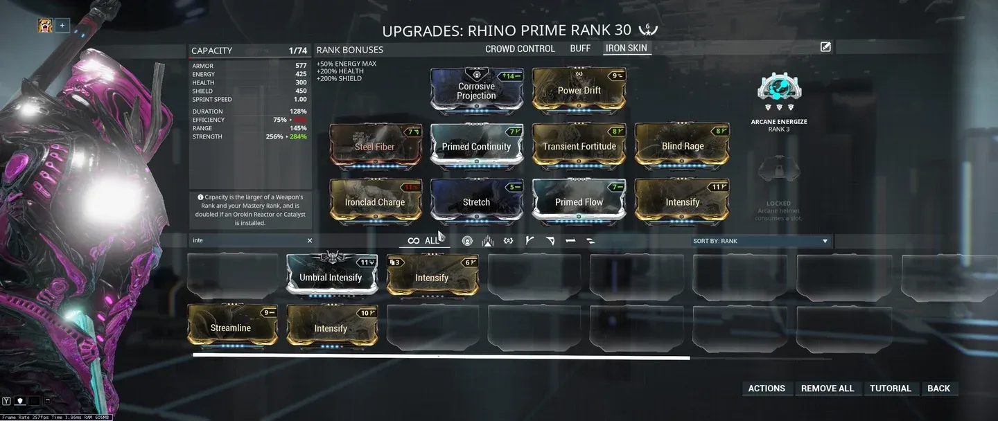 Rhino Iron Skin ability active