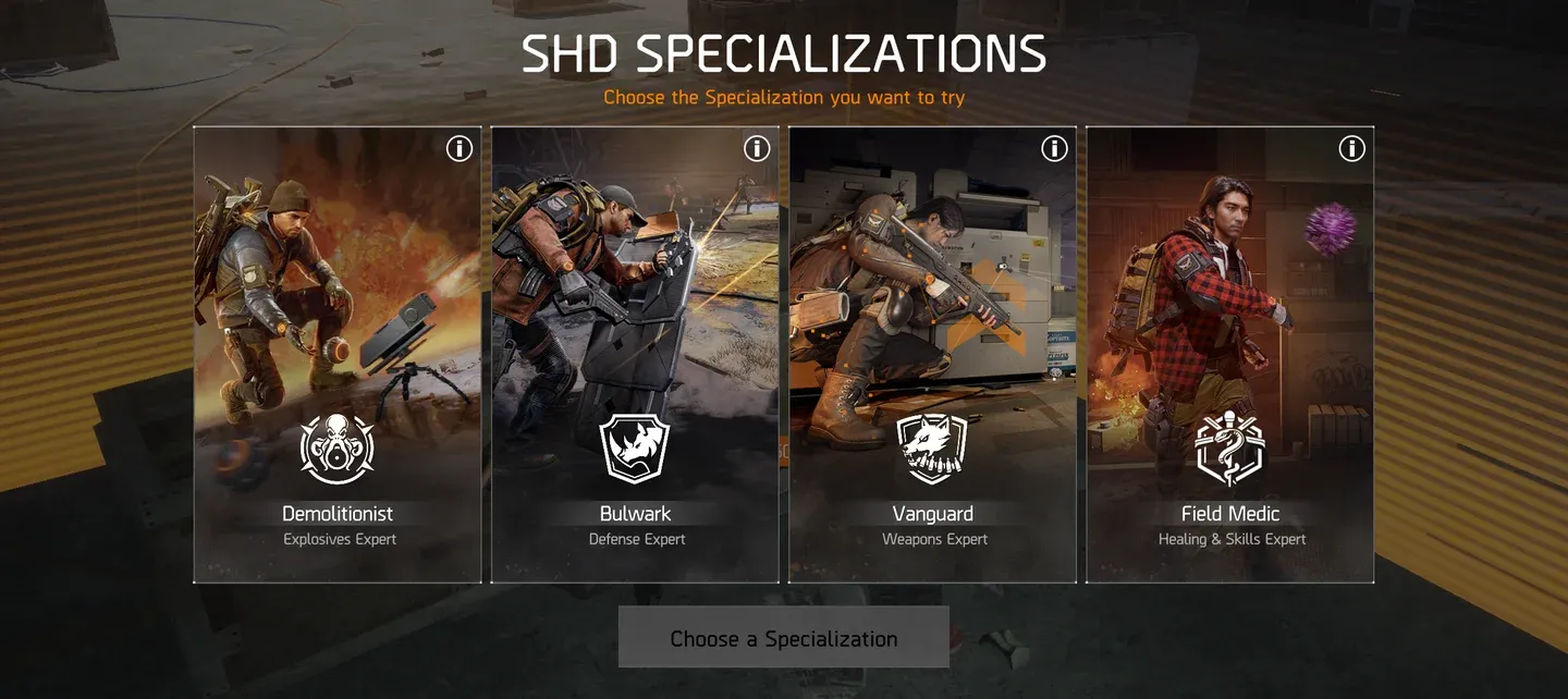 Gear level and spec select menu