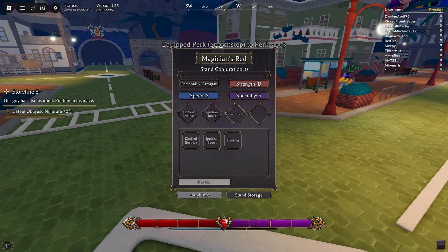 Visão geral da seleção de Stand