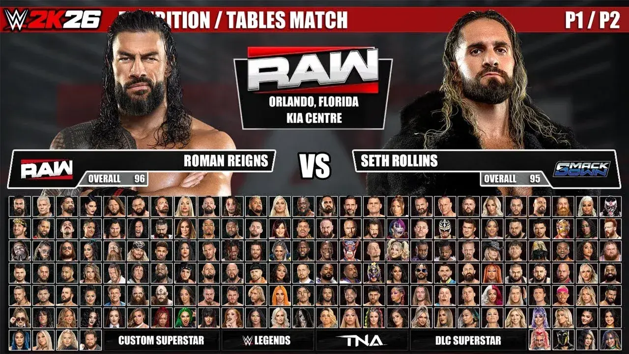 Sélection de personnages du roster complet