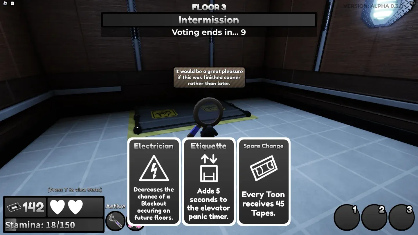 Elevator card vote screen