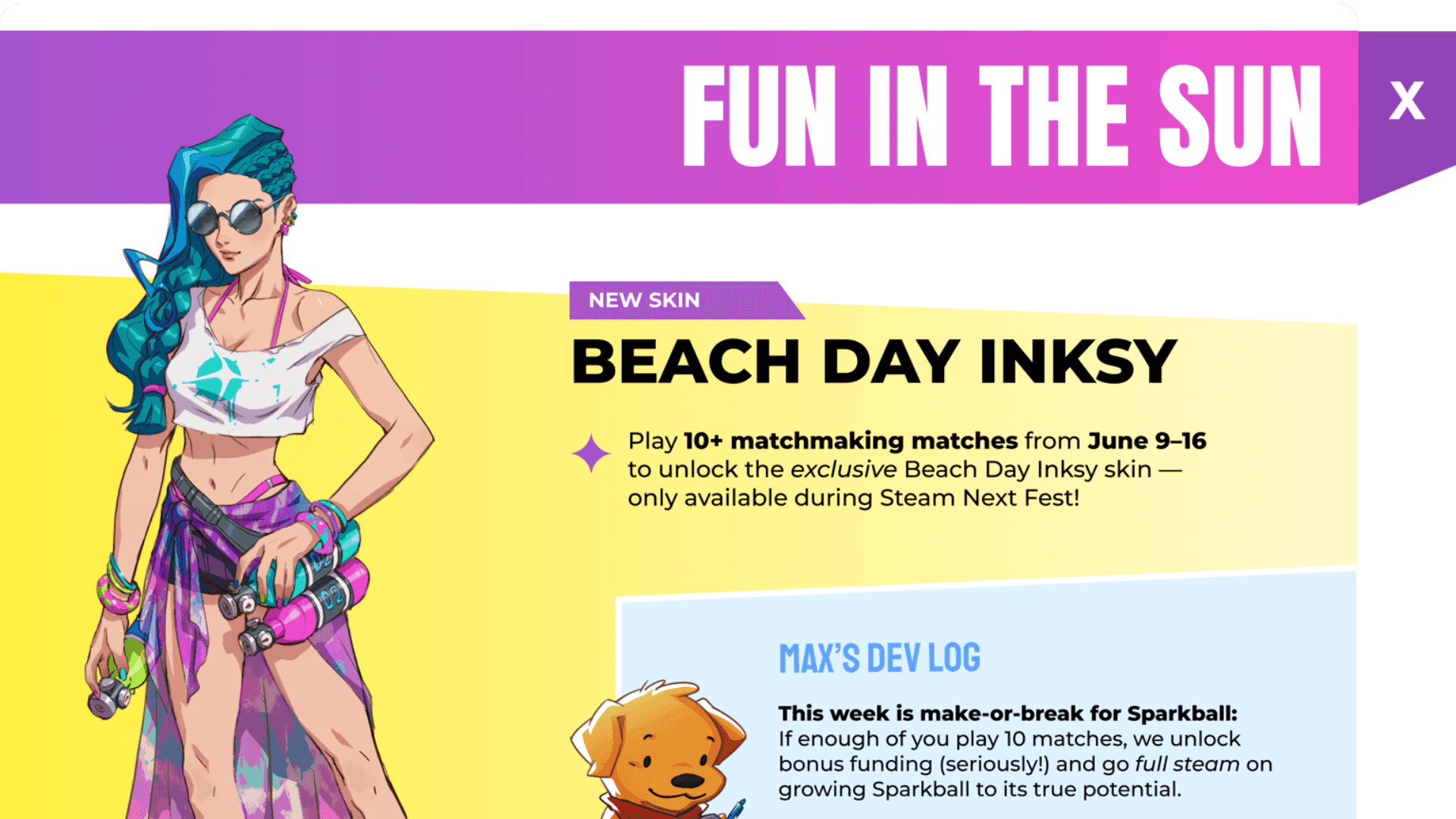 Free Skin in Sparkball During Steam Next Fest