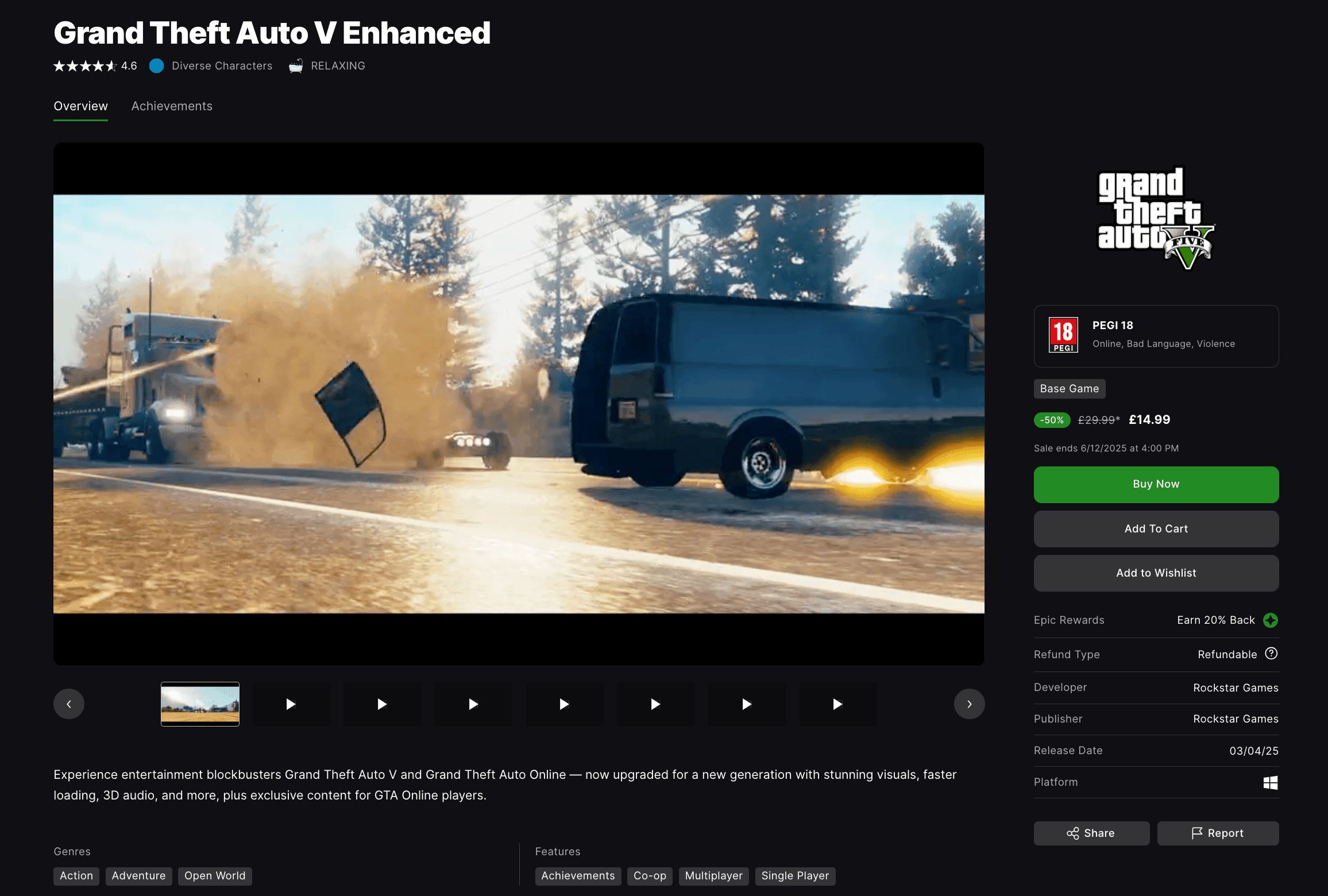 GTAV Mega Sale on Epic Games Store