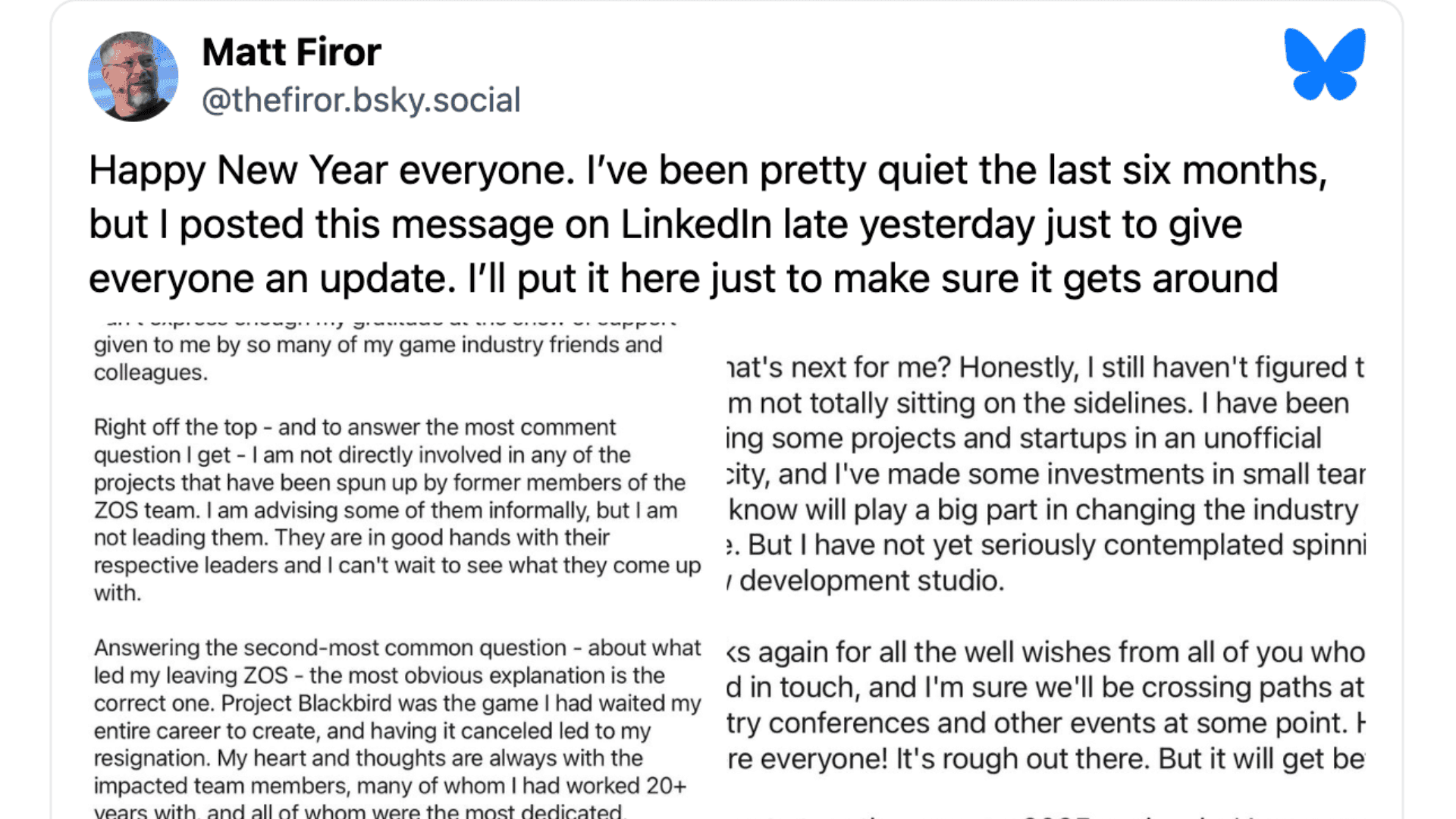 Project Blackbird Cancellation Details