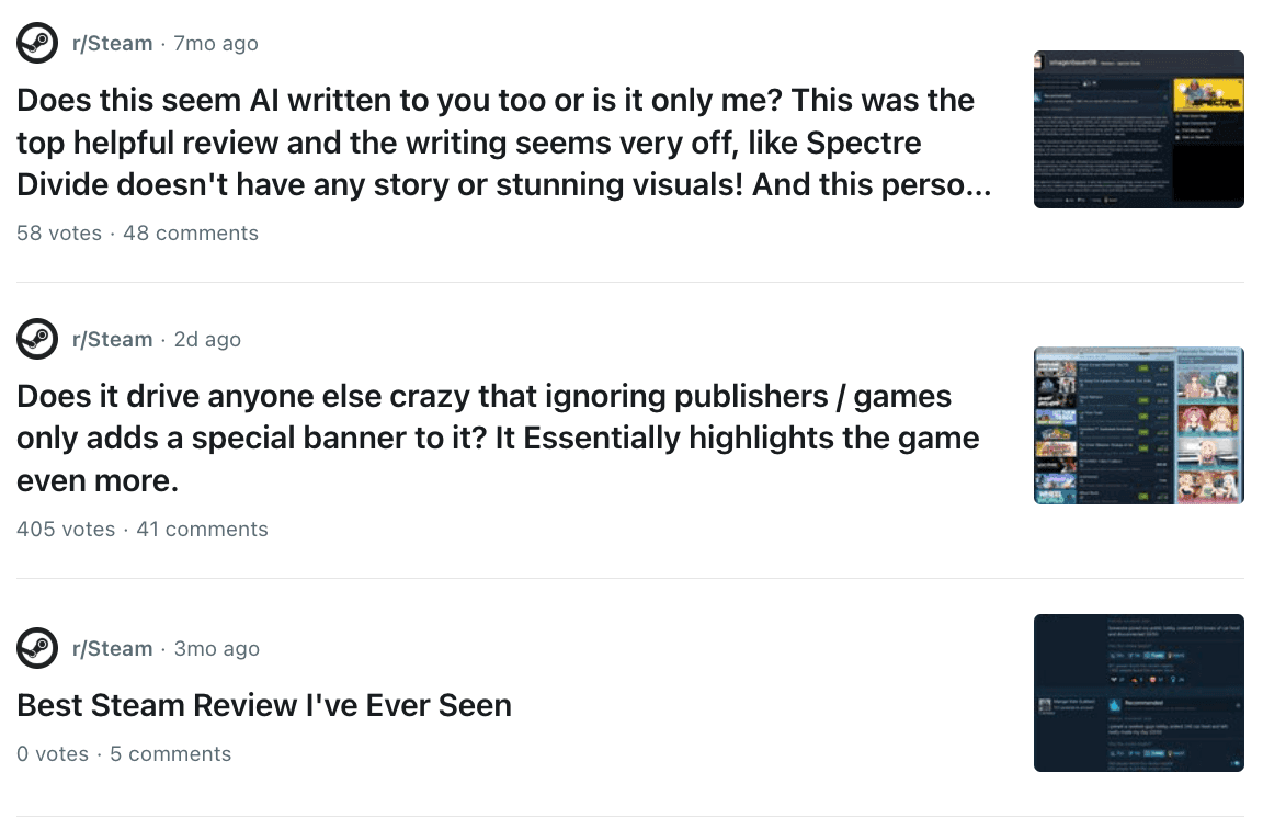 Steam Plagued by AI Reviews