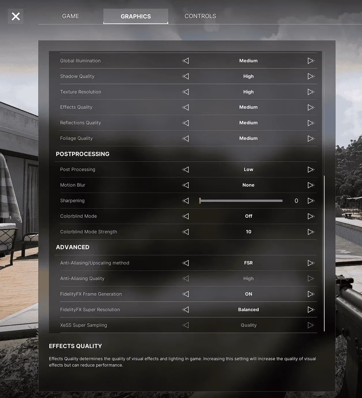 Graphics settings overview