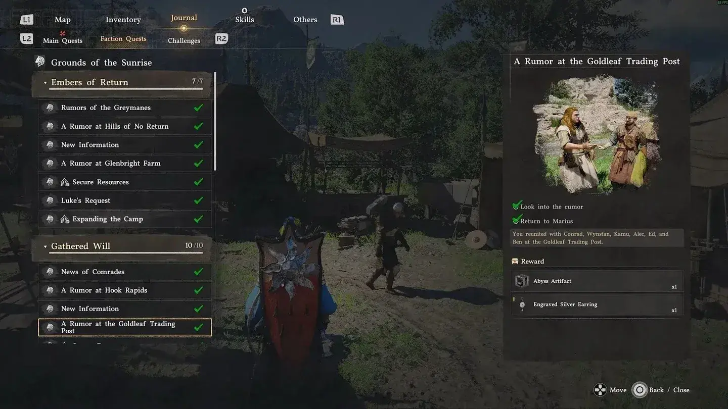 Grounds of the Sunrise quest tab