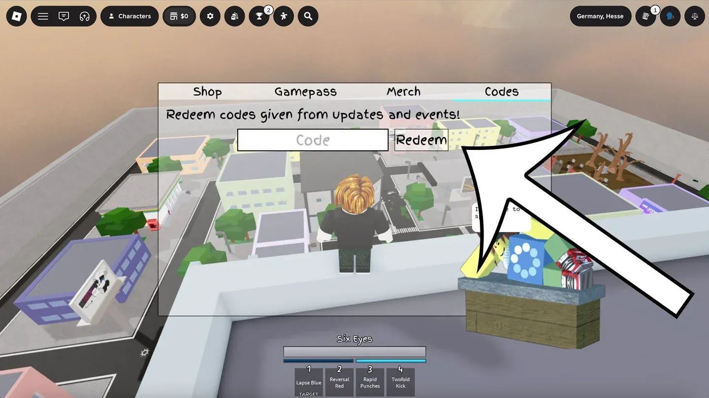 Shop codes tab location