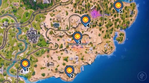 Fortnite 챕터 7: 뉴 생츄어리 곳곳에 숨겨진 카오스 큐브 찾기 image