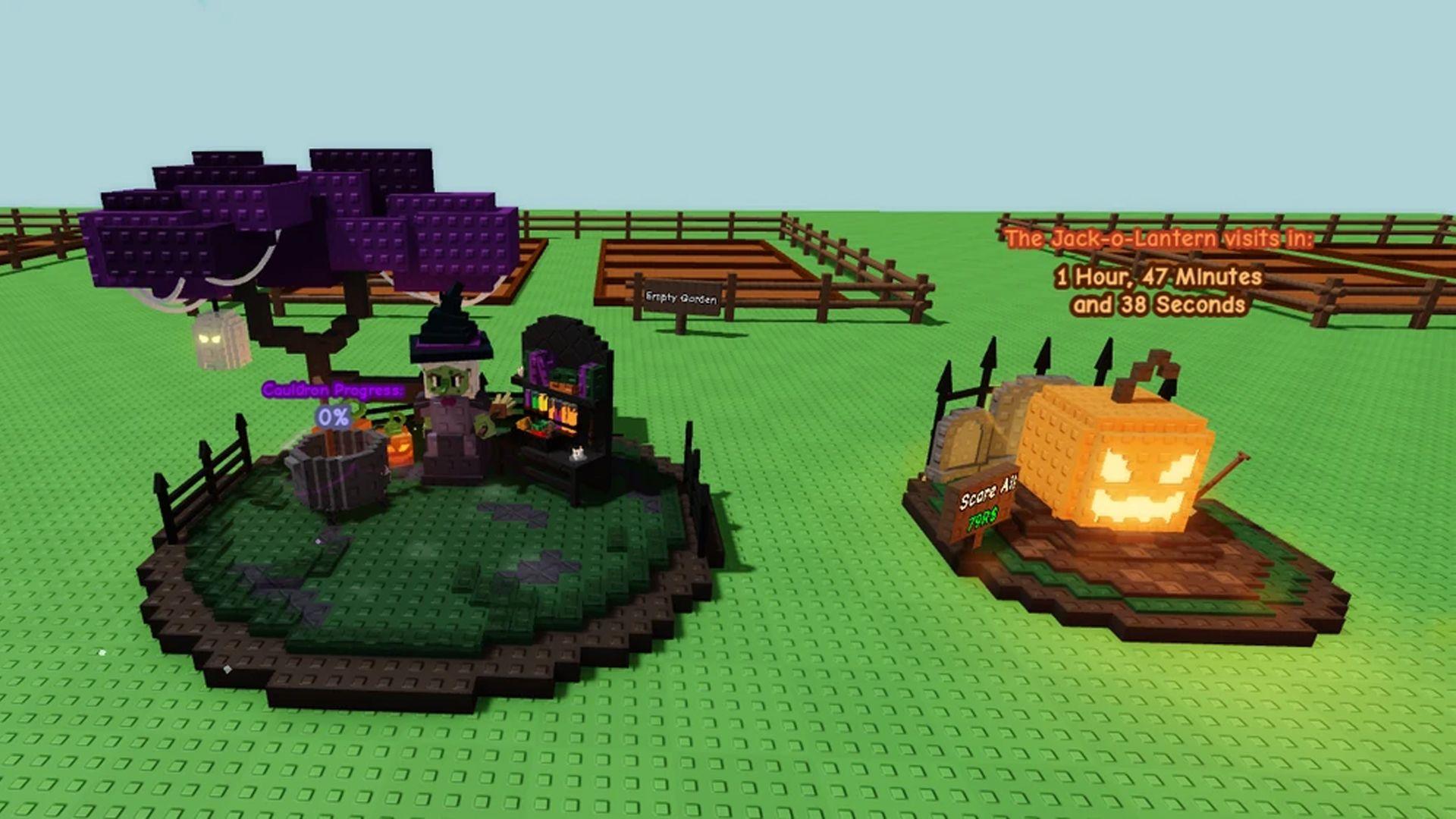 Jack-o-lantern station shown in Grow a Garden Halloween event coverage