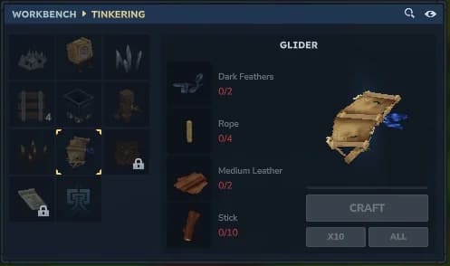 tela da receita do hytale scrap glider na Goblin Tinkerer's Workbench
