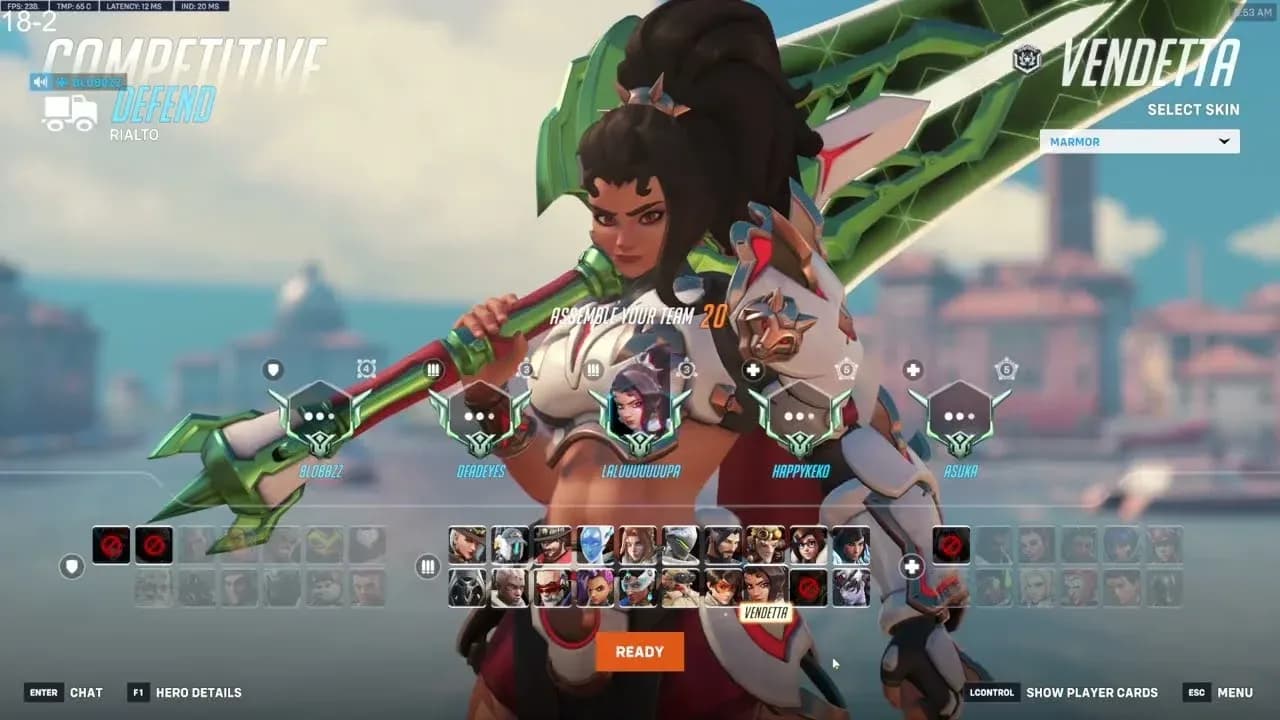 Vendetta hero select screen