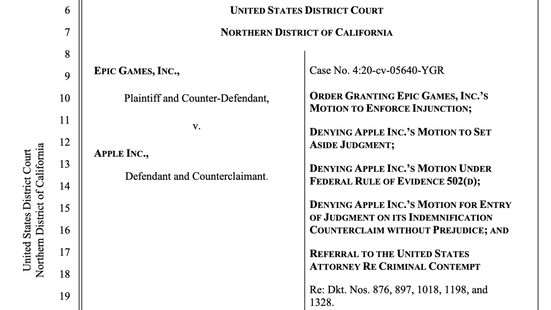 Apple vs Epic Games：違反法院命令 image