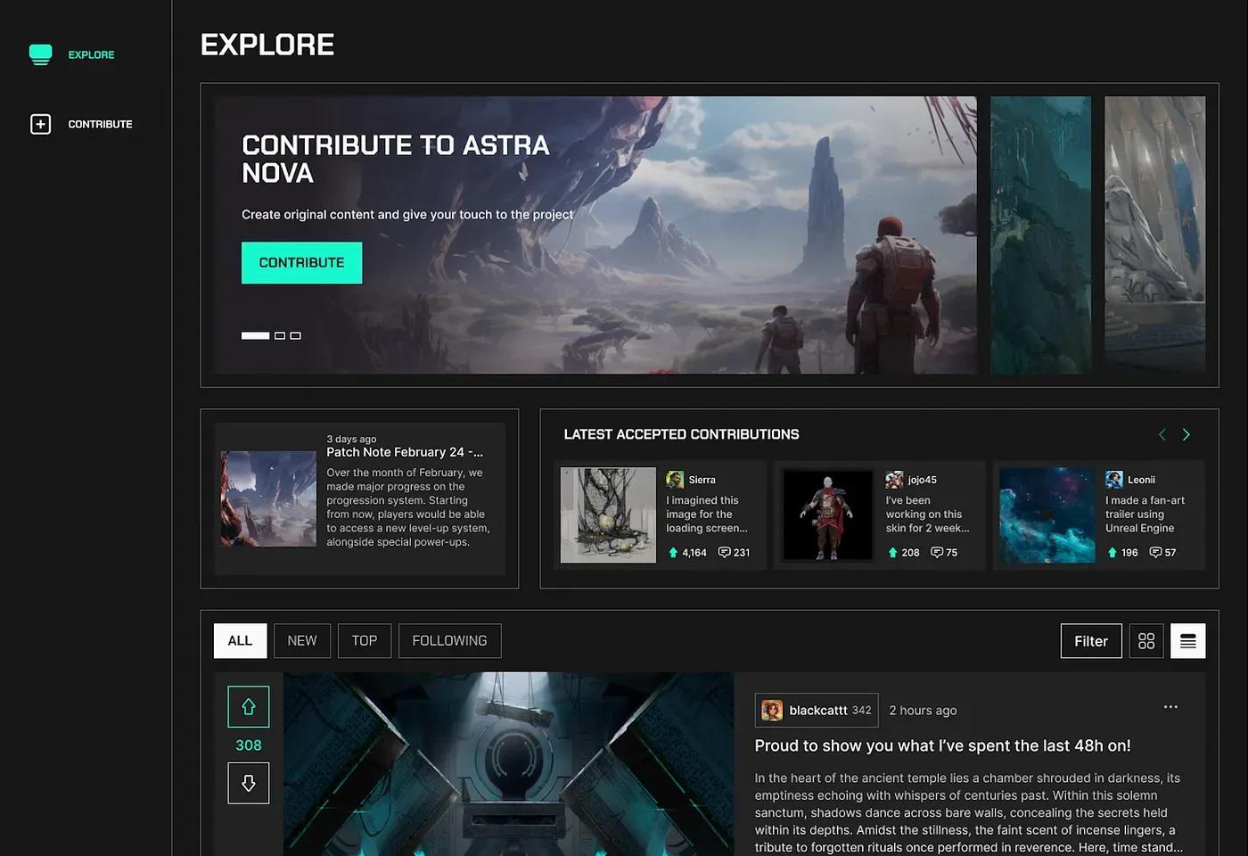 Astra Nova New Creators Hub on Black Pass Platform