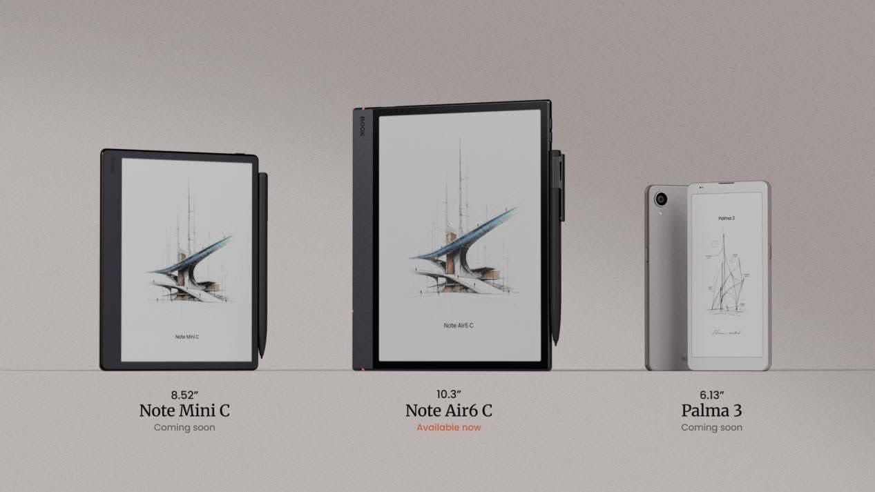 BOOX Note Mini C, Note Air6 C and Palma 3 Revealed