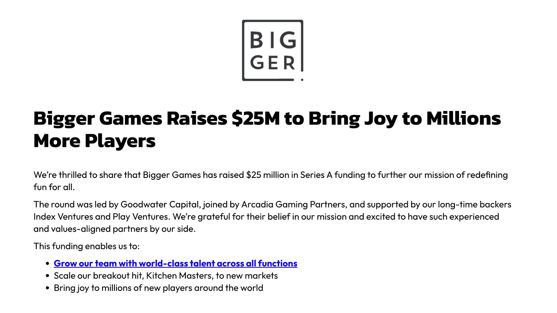 Bigger Games привлекает $25 млн image