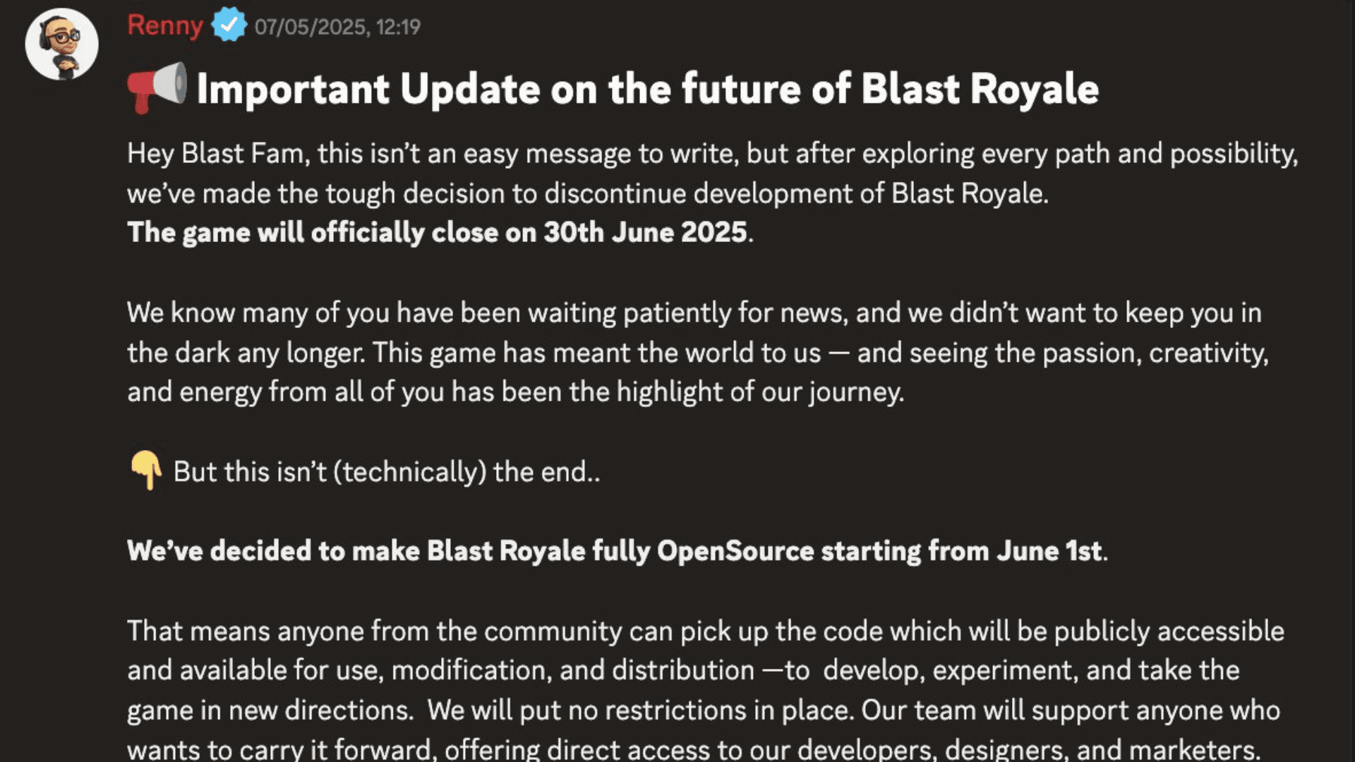 Blast Royale Game to End Development
