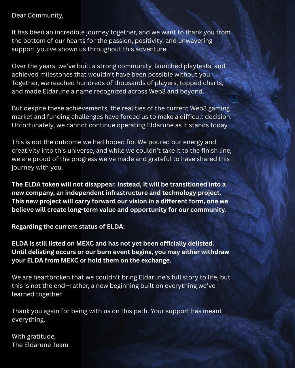  Eldarune Shuts Down Amid Funding Challenges