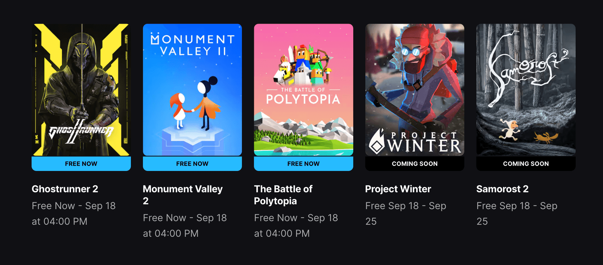 Epic Games Store Newest Free Games