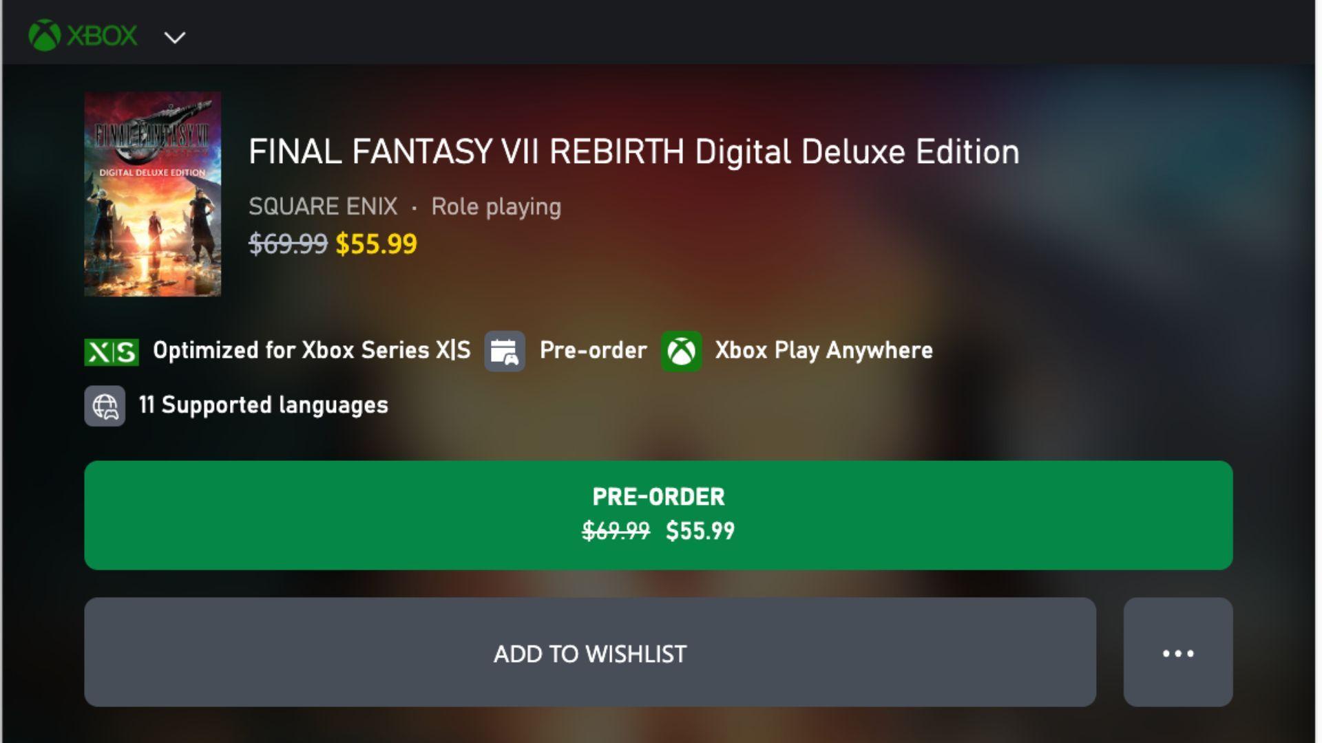 FINAL FANTASY VII REBIRTH Digital Deluxe Edition : Promotion image