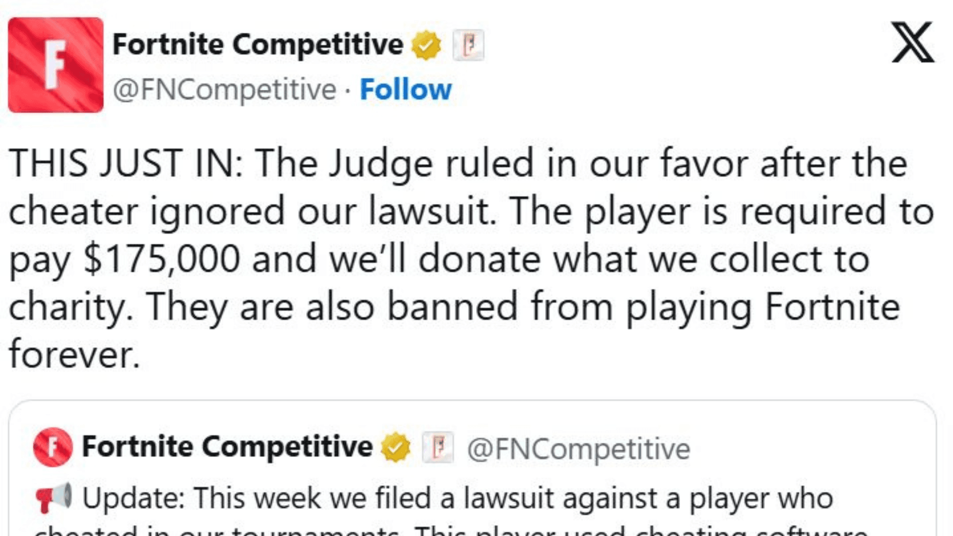 Epic Games Fines Fortnite Cheater $175k image