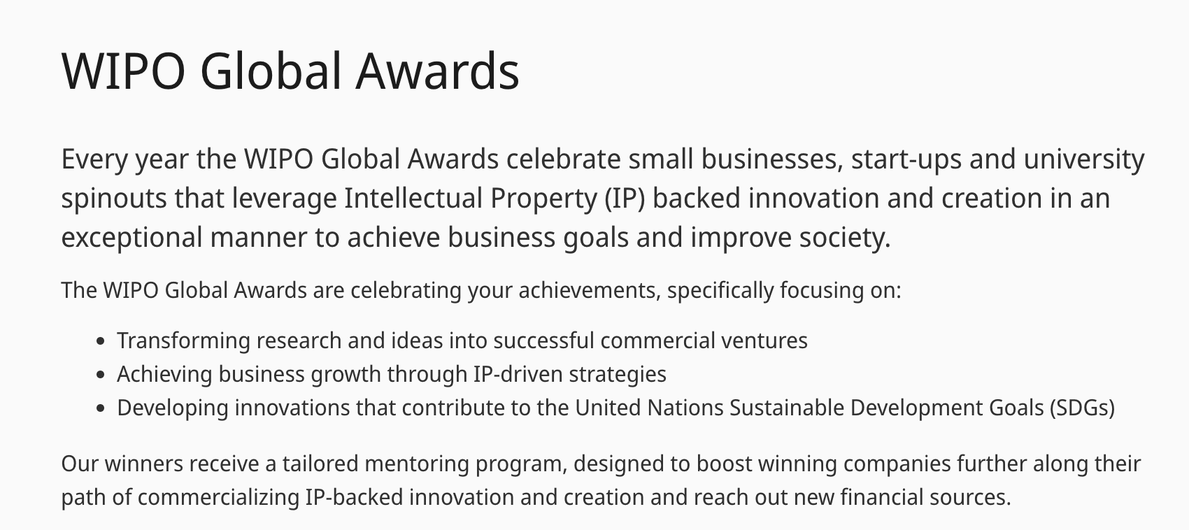 G3 Finalist for WIPO Global Awards 2025