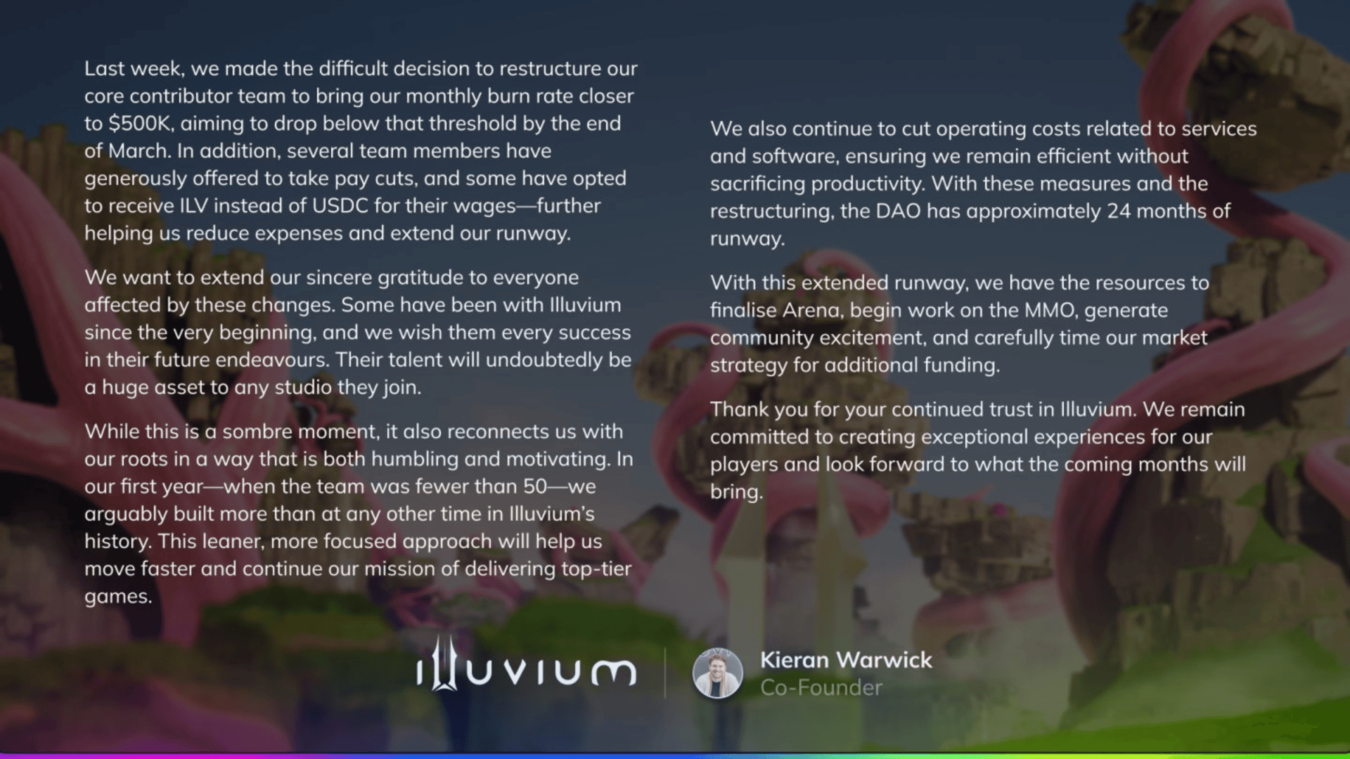 Illuvium : restructuration d'équipe pour réduire les dépenses image