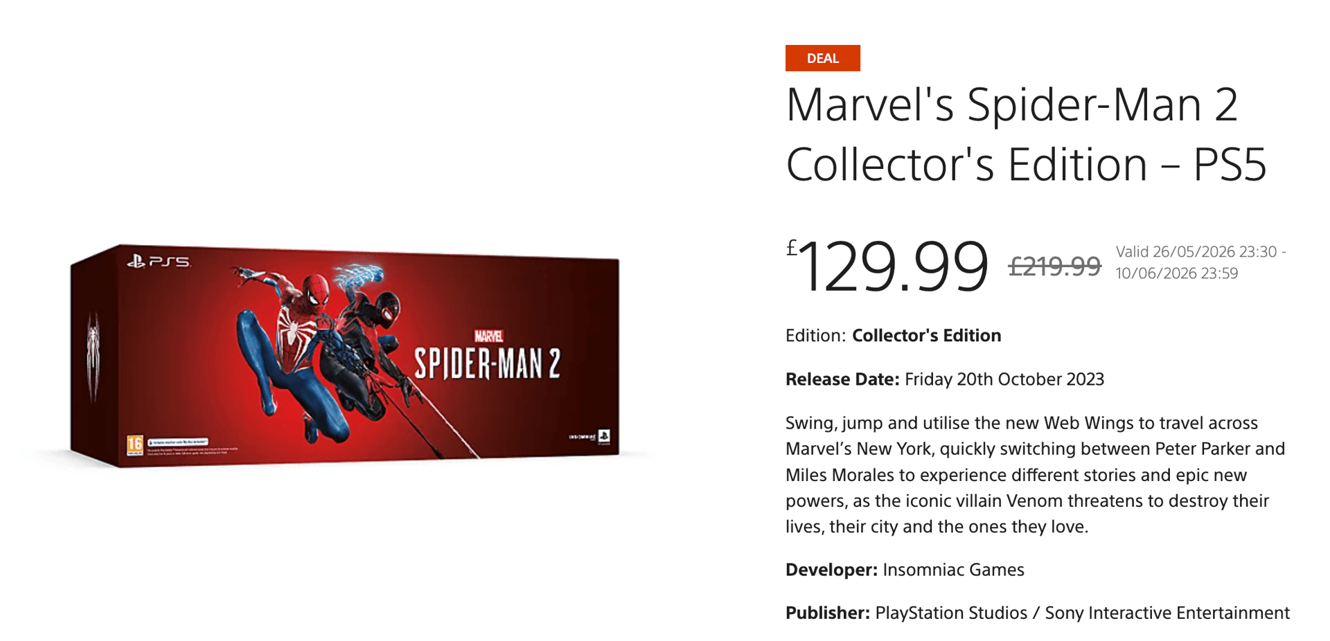 Marvel’s Spider-Man 2 Collector’s Edition PS5 Deal