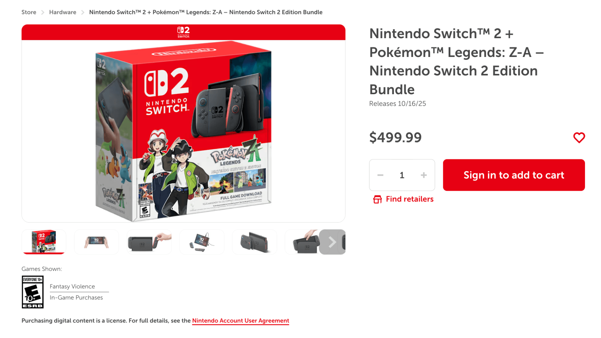 Nintendo Switch 2 + Pokémon Legends Z-A Bundle image