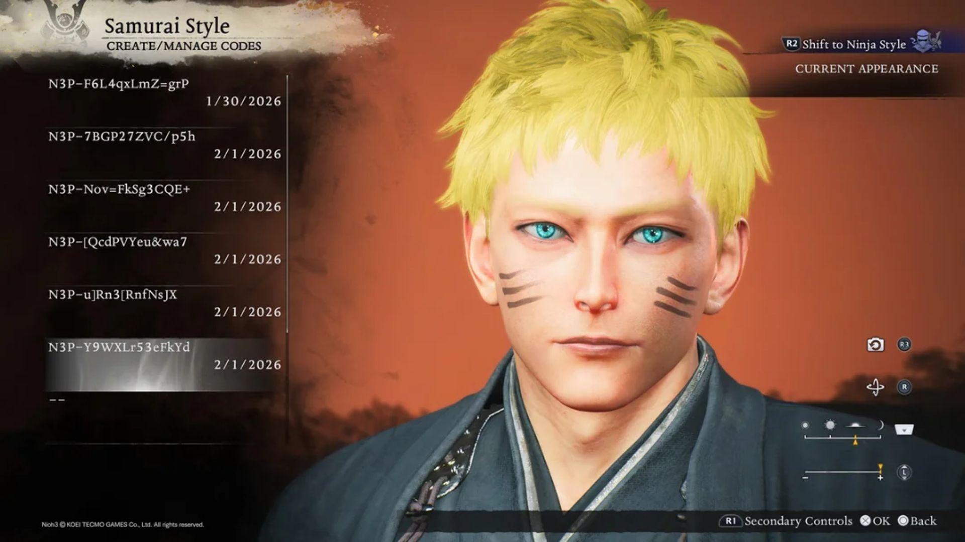 Nioh 3 Character codes.jpg